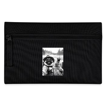 Angeln Mops Hund Selfie - Federtasche - Schwarz - Vorne
