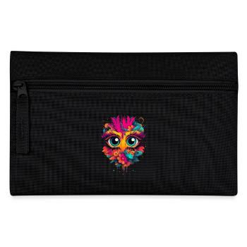 Masque animal coloré avec de grands yeux et des fleurs pour - Trousse - noir - Devant