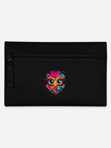 Masque animal coloré avec de grands yeux et des fleurs pour - Trousse - noir