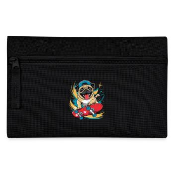 Skateboarder Hund, Skateboard Mops - Federtasche - Schwarz - Vorne