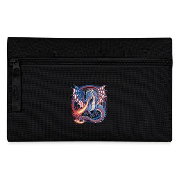 Amerikanischer Drache mit Flaggenflügeln und Feuer - Federtasche - Schwarz - Vorne
