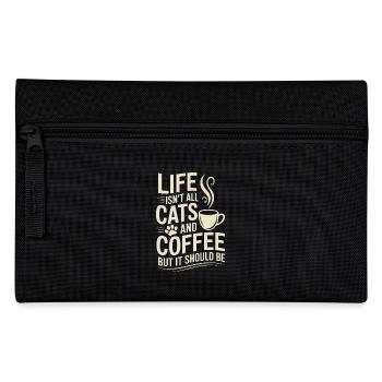 Coffee Saying Cats Funny Coffee Gift - Pencil Case - black - Front