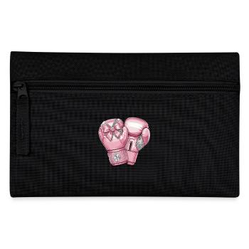 Elegante Pinke Boxhandschuhe mit Schleife und - Federtasche - Schwarz - Vorne