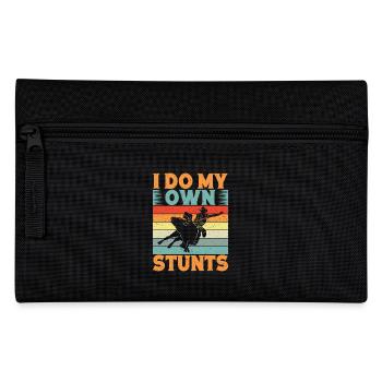 Western Rider I Do My Own Stunts Cowboy Rodeo - Pencil Case - black - Front
