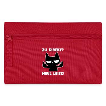 Zu direkt? Heul leise! Süße Sarkasmus Katze Loki - Federtasche - Rot - Vorne