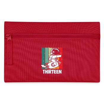 Astronaut Rocket Thirteen Retro Design - Pencil Case - red - Front