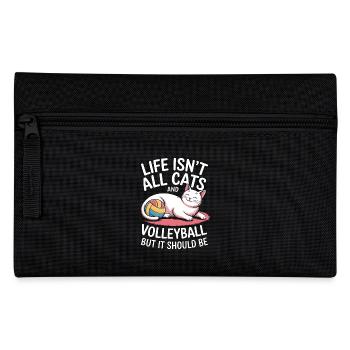 Volleyball Katze Lustiges Volleyball Geschenk - Federtasche - Schwarz - Vorne