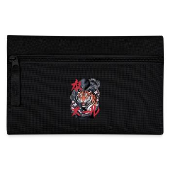 Tiger with cherry blossoms and Japanese - Pencil Case - black - Front