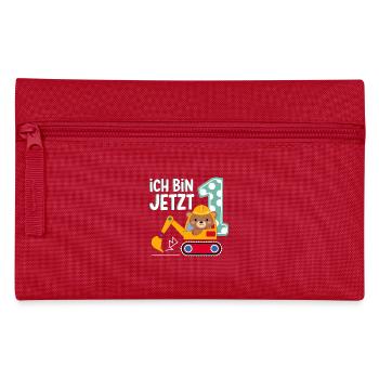Je suis maintenant 1 Bagger Bear 1er anniversaire - Trousse - rouge - Devant