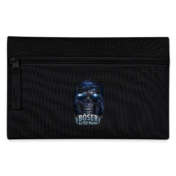 Böser alter Mann Totenkopf – Rocker Spruch Design - Federtasche - Schwarz - Vorne