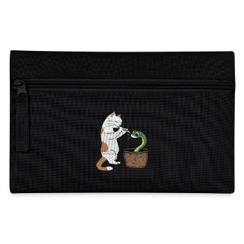 Cat plays flute and hynotizes snake - Pencil Case - black - Front