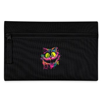 Bunte Psychedelische Grinsekatze Street Art Style - Federtasche - Schwarz - Vorne
