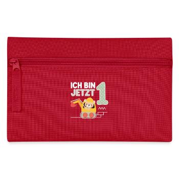 Je suis maintenant 1 Bagger Bear 1er anniversaire - Trousse - rouge - Devant