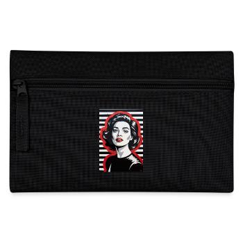 Stylish Retro Portrait with Striped Pattern - Pencil Case - black - Front