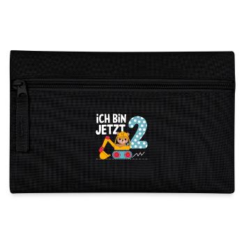 Ich bin jetzt 2 Bagger Bär 2. Geburtstag - Federtasche - Schwarz - Vorne