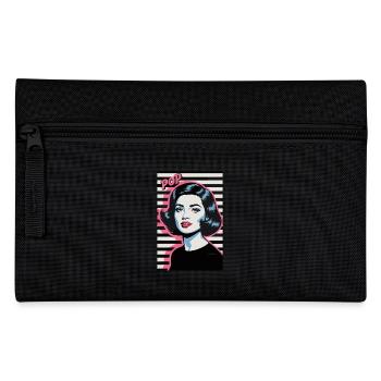 Pop Art Retro Gesicht Frau Stilvolles Design - Federtasche - Schwarz - Vorne