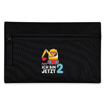 Ich bin jetzt 2 Bagger Bär 2. Geburtstag - Federtasche - Schwarz - Vorne