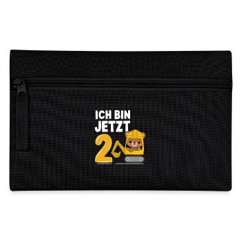 Ich bin jetzt 2 Bagger Bär 2. Geburtstag - Federtasche - Schwarz - Vorne
