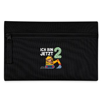 Ich bin jetzt 2 Bagger Bär 2. Geburtstag - Federtasche - Schwarz - Vorne