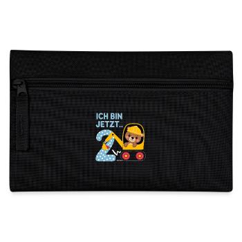 Ich bin jetzt 2 Bagger Bär 2. Geburtstag - Federtasche - Schwarz - Vorne
