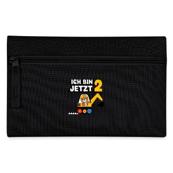 Ich bin jetzt 2 Bagger Bär 2. Geburtstag - Federtasche - Schwarz - Vorne