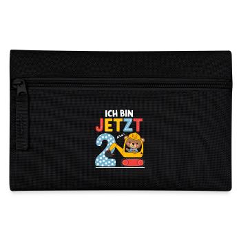 Ich bin jetzt 2 Bagger Bär 2. Geburtstag - Federtasche - Schwarz - Vorne