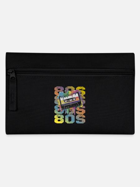 80s Retro Kassette Regenbogen Nostalgie - Federtasche - Schwarz