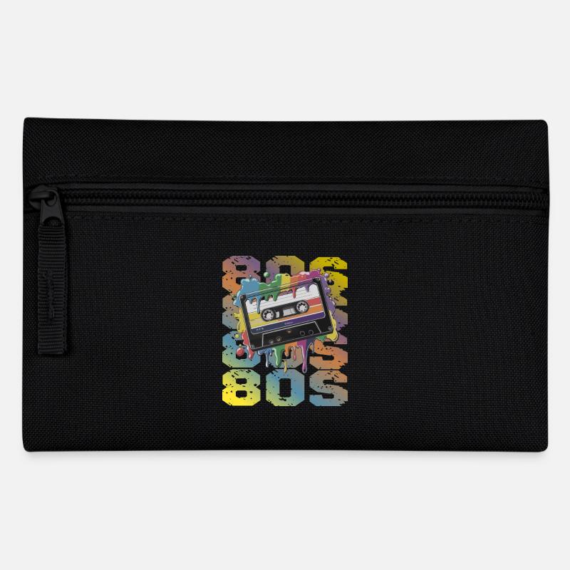 80s Retro Kassette Regenbogen Nostalgie - Federtasche - Schwarz