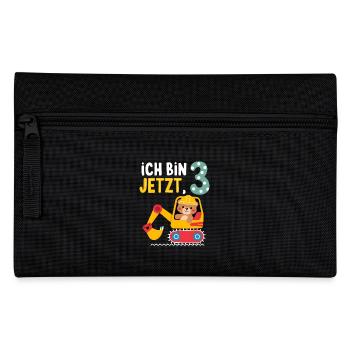 Ich bin jetzt 3 Bagger Bär 3. Geburtstag - Federtasche - Schwarz - Vorne