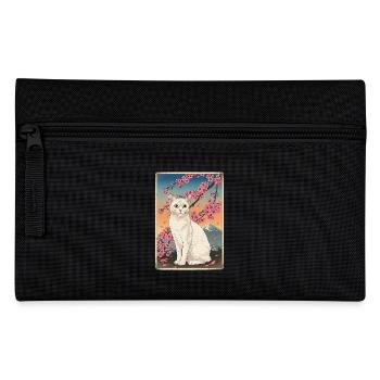 Weiße Katze Berg Fuji Kirschblüte - Federtasche - Schwarz - Vorne