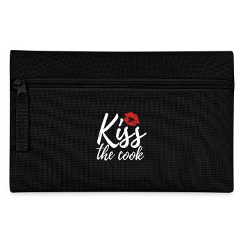 Kiss the cook - kochen - Spruch - Federtasche - Schwarz - Vorne