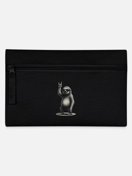 Rock Musik Lustiges Faultier mit Sonnenbrille - Federtasche - Schwarz