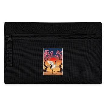 Japanese Crane Cherry Blossom - Pencil Case - black - Front