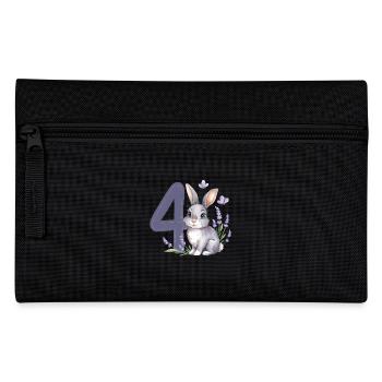 4. Geburtstag 4 Jahre Hase Häschen Lavendel Lila - Federtasche - Schwarz - Vorne