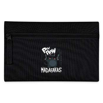 Pew Pew Madafakas Drôle de chat avec dicton - Trousse - noir - Devant