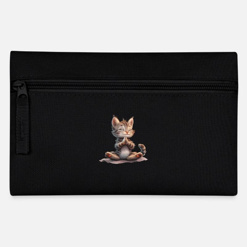 Meditierende Katze Zen Entspannung Yoga - Federtasche - Schwarz