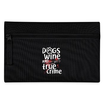 Hunde, Wein & True Crime – Lustiges Design - Federtasche - Schwarz - Vorne