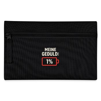Geduld 1 Prozent – Lustiges Akku-Spruch Shirt - Federtasche - Schwarz - Vorne