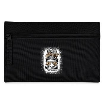 Medical Lab Scientist Messy Bun Leopard Funny Lab - Pencil Case - black - Front