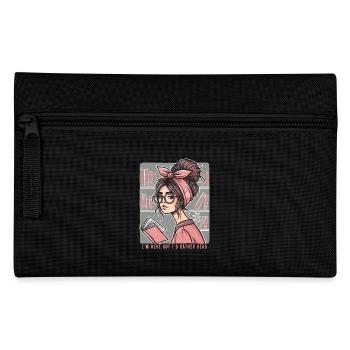 Retro Book Girl Motif for Frequent Readers with Style - Pencil Case - black - Front