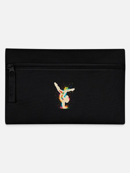 Turnerin Handstand – Buntes Farbklecks Design - Federtasche - Schwarz