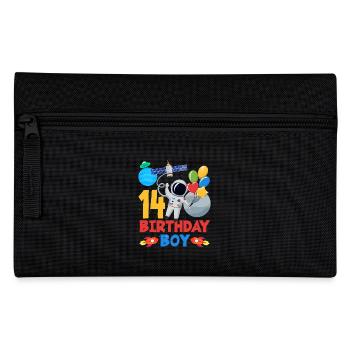 14 Birthday Boy Astronaut Space Adventure - Pencil Case - black - Front