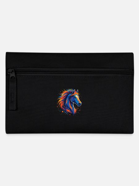 Cheval coloré - Oeuvre d’art d’éclaboussures de peinture - Trousse - noir