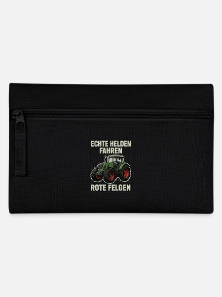 Echte Helden fahren Traktor - Federtasche - Schwarz