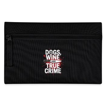 Hunde, Wein & True Crime – Lustiges Design - Federtasche - Schwarz - Vorne