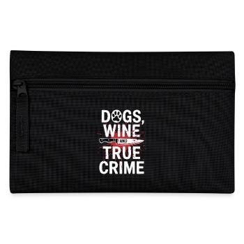 Hunde, Wein & True Crime – Lustiges Design - Federtasche - Schwarz - Vorne