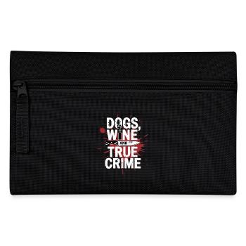 Hunde, Wein & True Crime – Lustiges Design - Federtasche - Schwarz - Vorne