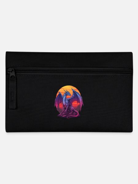 Blauer Drache Sonnenuntergang - Federtasche - Schwarz