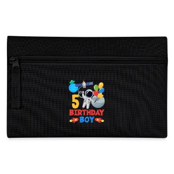 Astronaut Birthday Boy 5 Years - Pencil Case - black - Front