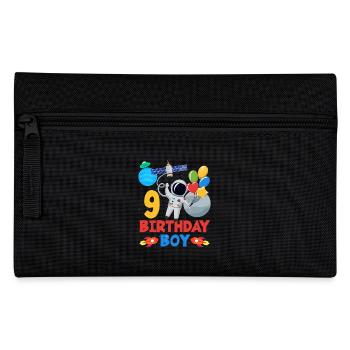 9 Birthday Boy Astronaut Balloon Space - Pencil Case - black - Front